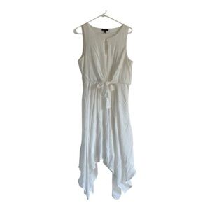 AUW Asymmetrical White Sleeveless Dress